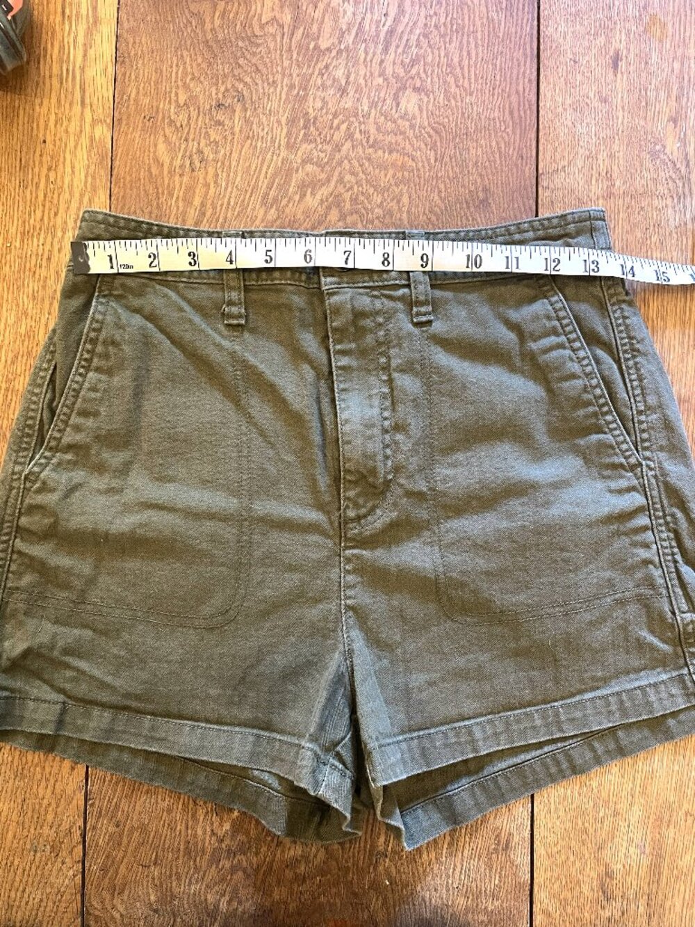 Madewell Shorts high-waist Olive green size S Stretchy